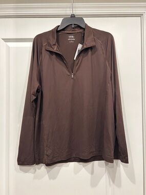 YPB Men’s Brown Long Sleeve Half-Zip Performance Top